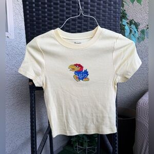 KU Jayhawks yellow top, University of Kansas fitted tee